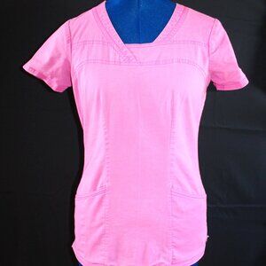 Heartsoul Women's 3-Pocket V-Neck Scrub Top Pink Size XS #20750